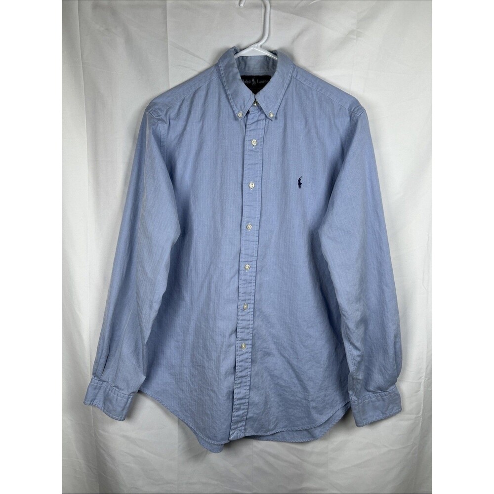 Ralph Lauren Herringbone Button Down Shirt 16 34/35 Button Front Preppy Office